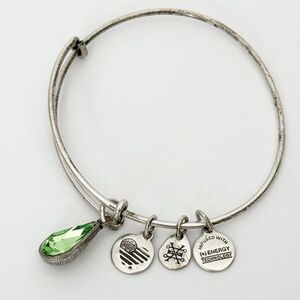 Alex and Ani green charm august birthday bracelet birthstone